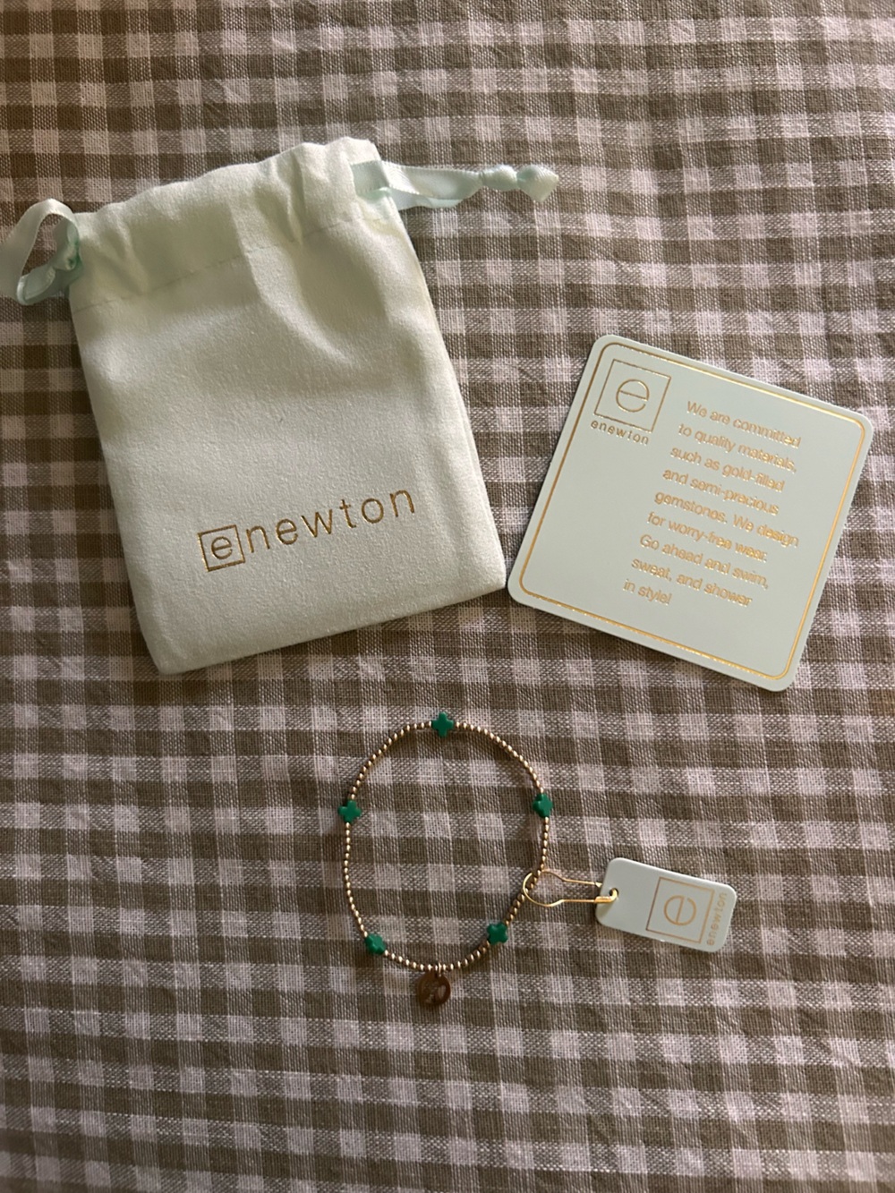 enewton signature small green cross gold with angel bracelet for Camp Mystic